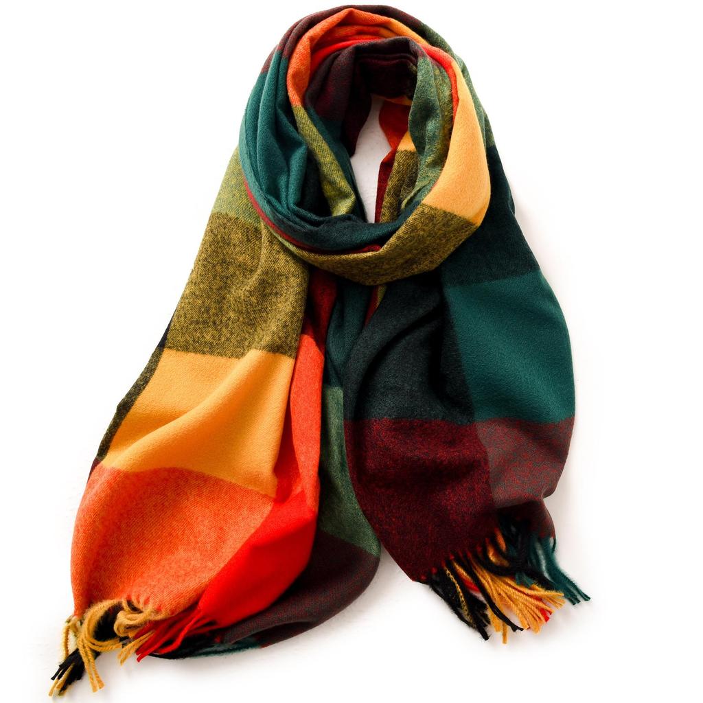 Женский шарф в полоску, клетчатая шаль, осенний и зимний шарф, имитация кашемира