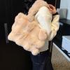 Женская повседневная сумка-тоут из искусственного меха однотонного цвета, зимняя сумка из искусственного кроличьего меха, большая вместительная мягкая сумка через плечо