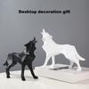 Geometric Wolf Ornament Synthetic Resin Wolf Sculpture Abstract Animal Art Statue for Home Office Desktop Decoration