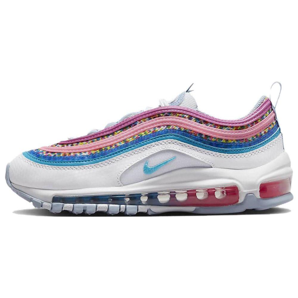 Nike Air Max 97 SE GS Bright Colors! Kids Sneakers White Active-Fuchsia Blue-Whisper DV7550-100