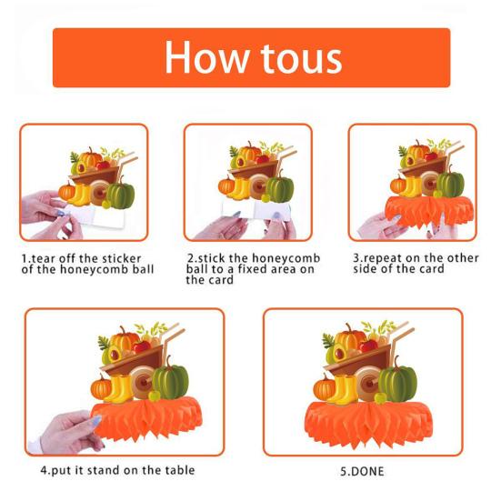 9Pcs Fall Pumpkin Honeycomb Centerpiece Thanksgiving Pumpkin Turkey Duck Fruits Tabletop Ornaments Autumn Harvest Decorations