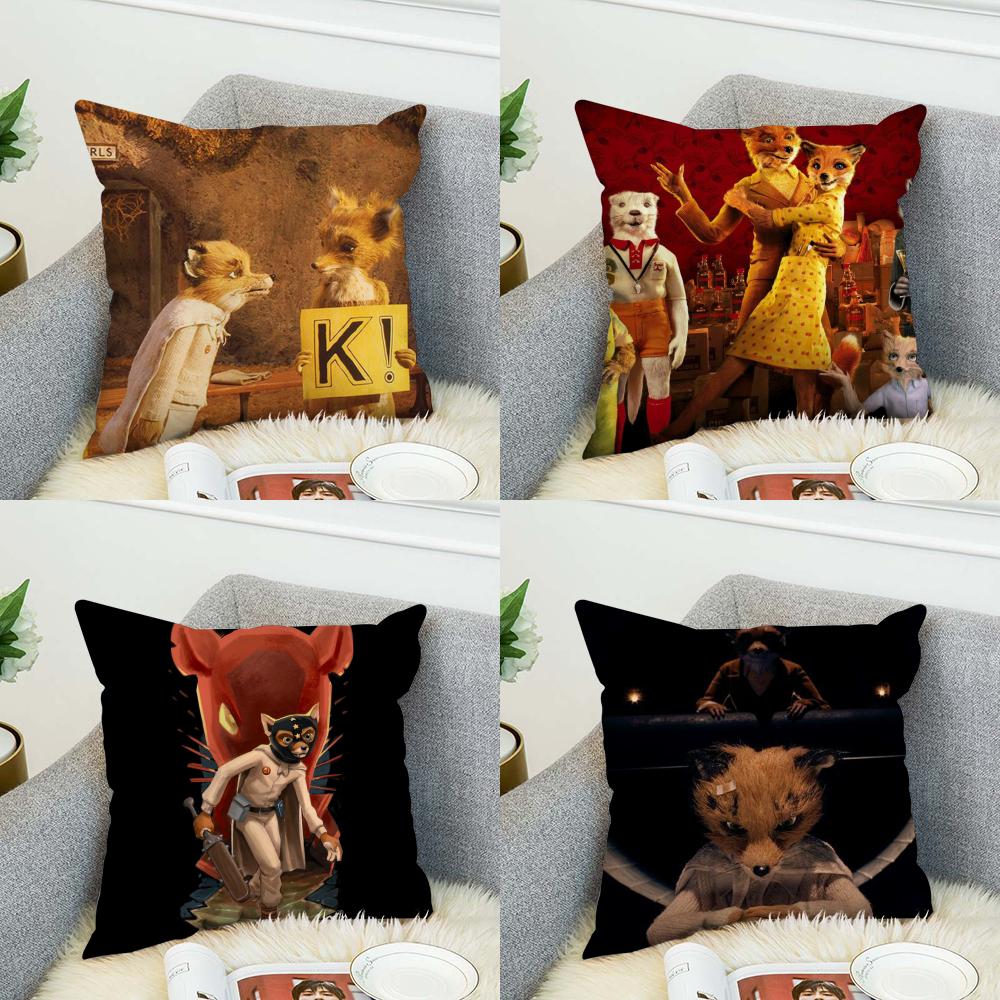 Fantastic MMr Fox Pillow Case For Car Sofa Decorative Home Doublesided Print Plush Square Throw Pillow Cushion Cover