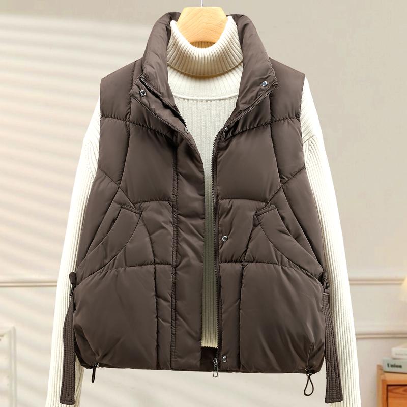 Модный зимний короткий жилет для женщин, толстая теплая парка без рукавов для женщин.