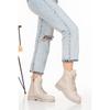Women's Boots Beige Zippered Lace-up Non-slip Sole Boots