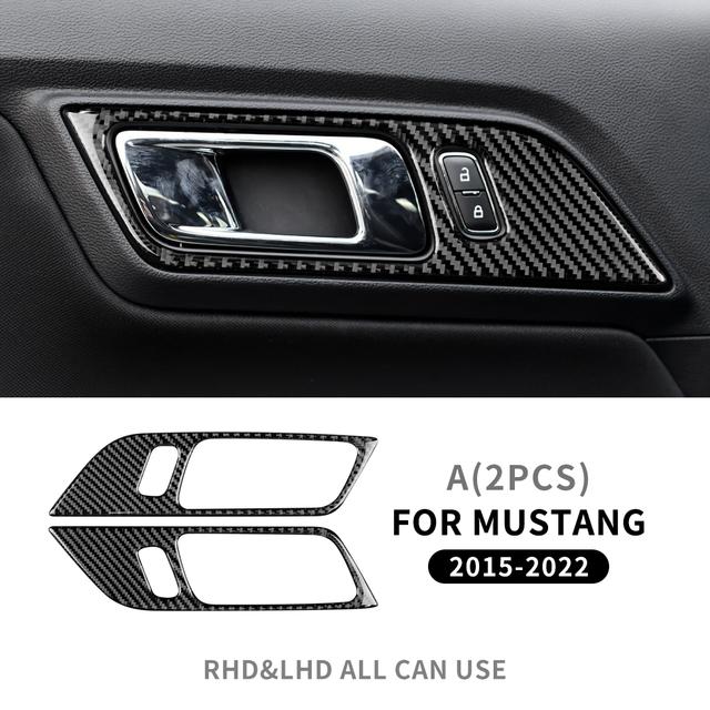 Внутренняя ручка двери автомобиля из углеродного волокна, наклейка на рамку дверной чаши для Ford Mustang 2015-2022, аксессуары для интерьера
