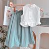 Girls' Summer Flutter Sleeve Top & Wide-Leg Pants Set - New Fashion Design (AXA736)