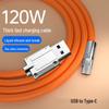120W 6A Ultra-Fast Charging Cable with Zinc Alloy Connectors and Silicone Coating, Featuring LED Light
