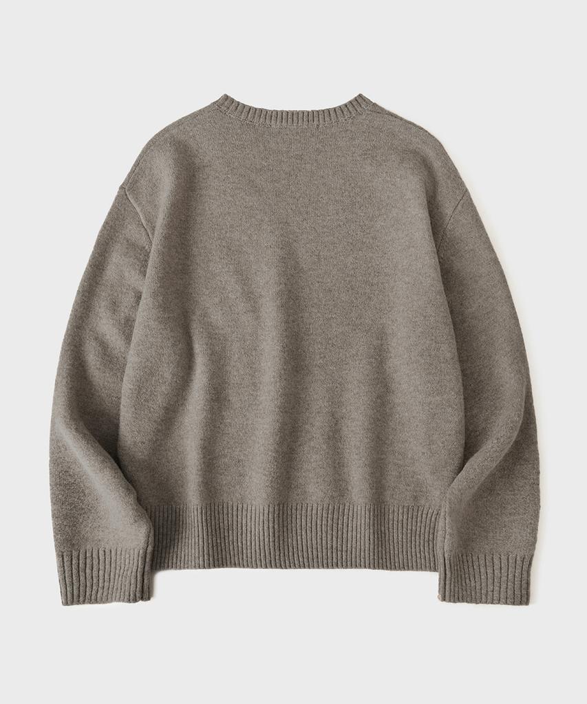 HOOVES Wool Blend V-Neck Crop Knit [Beige]