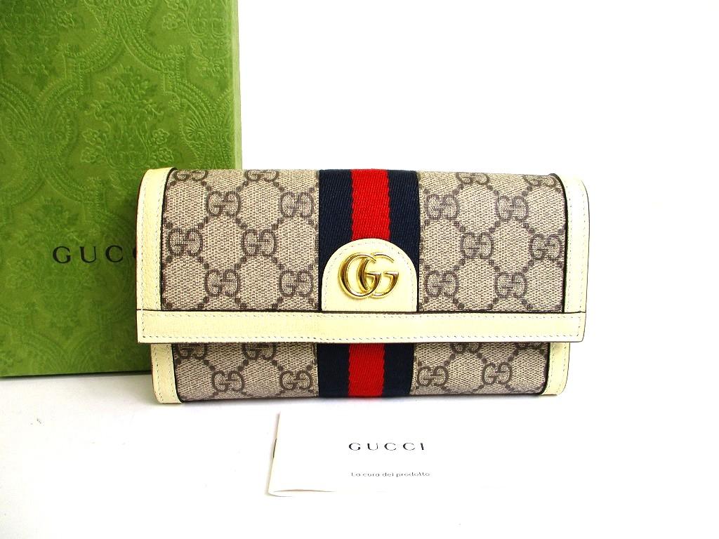 Оригинальный кошелек GUCCI GG Ophidia из белой кожи с веб-полосой, размер Continental #b142 Открытая коробка