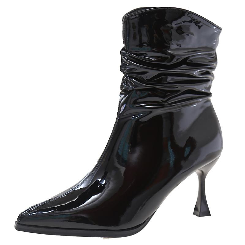 Зимние современные ботинки на тонком каблуке с острым носком, женская обувь на распродаже 2025 года, высококачественные женские ботинки на высоком каблуке