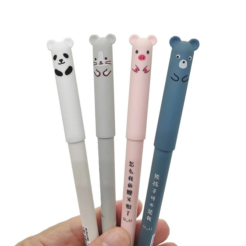 12Pcs Animals Panda Erasable Gel Pen 0.5Mm Blue Black Erasable Pen Refills Rods Washable Handle School Supplies Stationery