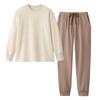 Gunze Fire Acedron Long Sleeve and Pants Cardboard Solid Color Women's Pajamas, Knit,