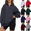 Women's Casual Fashion Long Sleeve Solid Color Zipper Hooded Sweatshirt Top