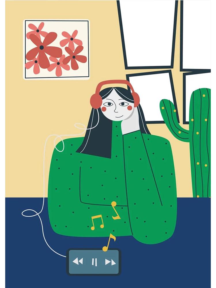 Забавный меломан, холст, живопись, постеры, принты, абстрактная девушка, играющая на гитаре, нота, настенное искусство для современной гостиной, домашний декор