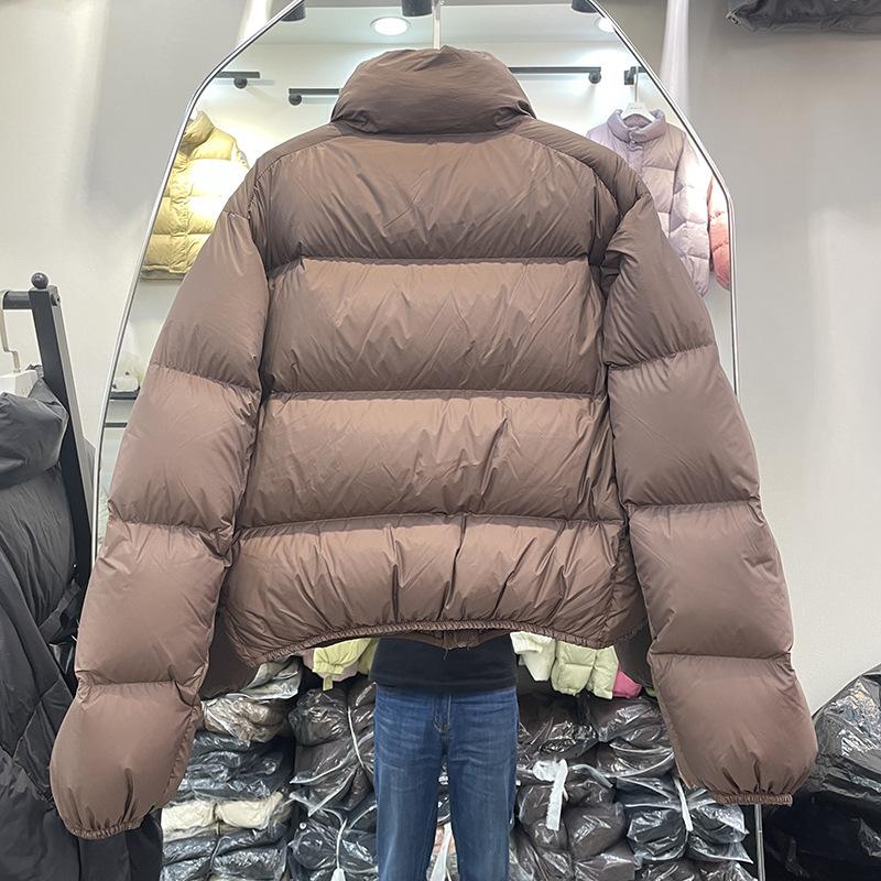 90% белый утиный пух, маленькая женская короткая зимняя куртка, новый стиль, ветровка, воротник-стойка, теплая куртка для хлеба