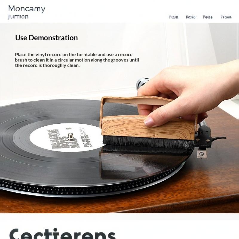 Vinyl Record Cleaning Brush Anti-Static Dust Remover Sturdy Plastic Handle for Turntable Professional Collector Use