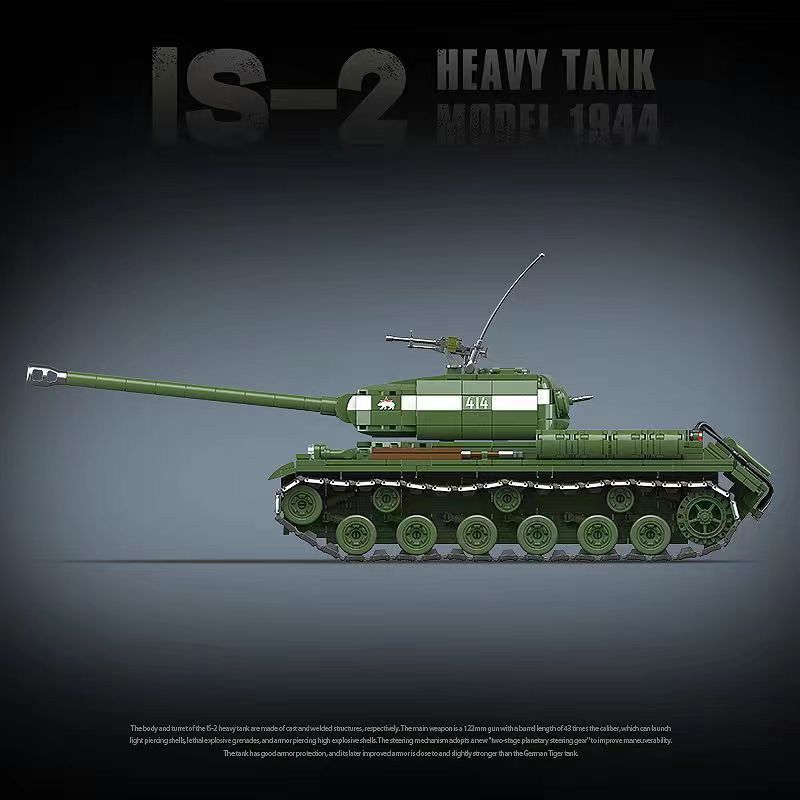 100249 Полная башня Тяжелый танк IS-2 Модель 1944 года Полностью собранная Пластиковая игрушка-конструктор Подарок