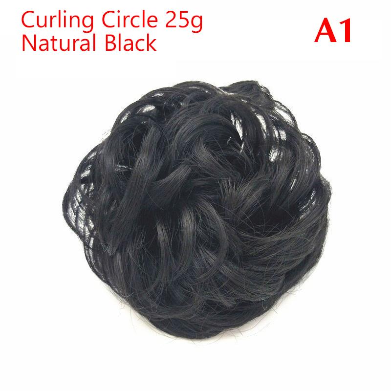 Synthetic Messy Hair Piece Daily Use Chignon Scrunchies Fake Elastic Hairpiece Brown Donut Bun For Women