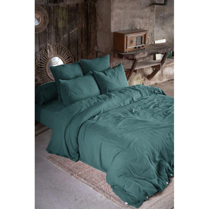 "Gaïa" Duvet Cover Set All Sizes "Cotton Gauze" - Gaïa Duck - 4-Piece Set for 160 X 200 Cm Bed (1 Neck Cover