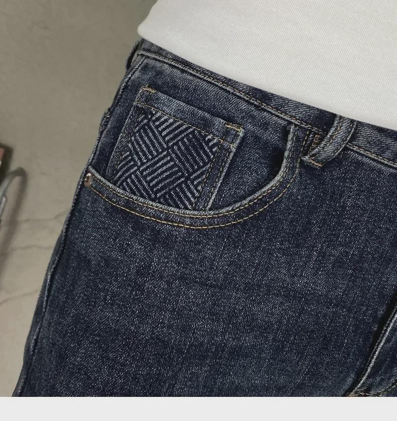 2024 Мужские облегающие эластичные джинсы в стиле ретро - повседневные брюки в корейском стиле на весну и осень