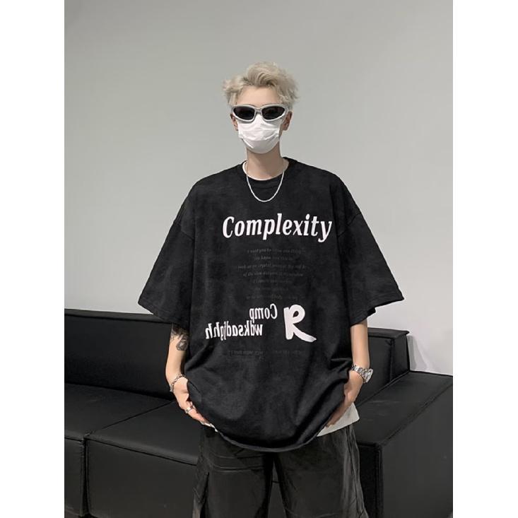 Летняя американская ретро-печать с коротким рукавом, мужская модная рабочая рубашка с круглым вырезом, свободный крой