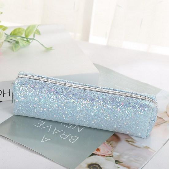 Pencil Case Large Capacity Smooth Zipper Stylish Glitter Sequin Stationery Storage Pouch School Supplies