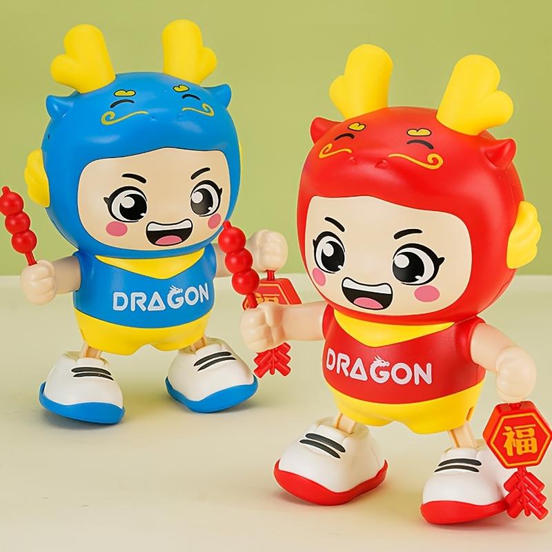 Анимированная игрушка-дракон со светом и музыкой, талисман китайского зодиака, украшение для фестиваля, реквизит для детской вечеринки, красный/синий