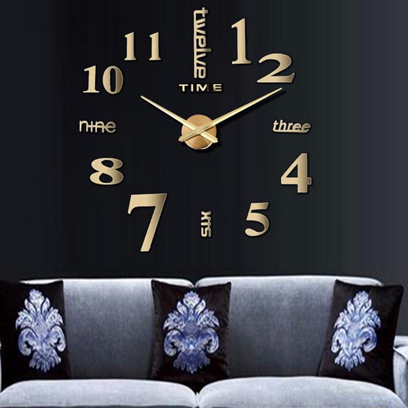 Oversized Creative Diy Wall Clock 3D Mirror Wall Clock Mute Clock Wall Decoration