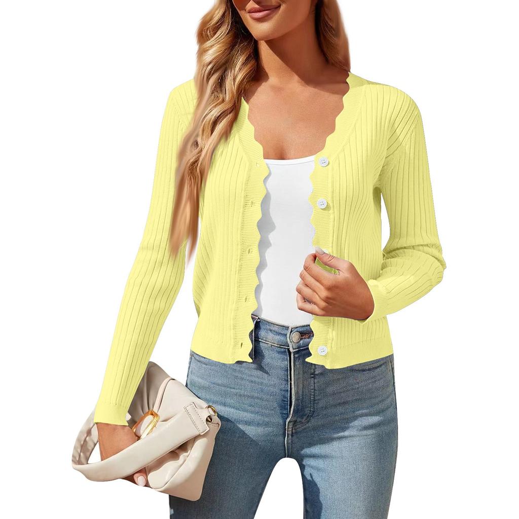 Женская мода V-образный вырез длинный рукав короткий женский вязаный кардиган свитер пальто