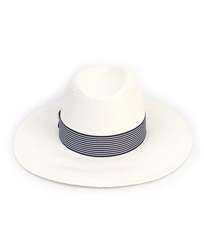Юнибеосёлькемистрюли Белая длинная федора-панама с полосками
