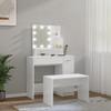 VidaXL Vanity Set with LED Cosmetic Table Makeup Vanity Jewelry Table Bedroom White 3114119