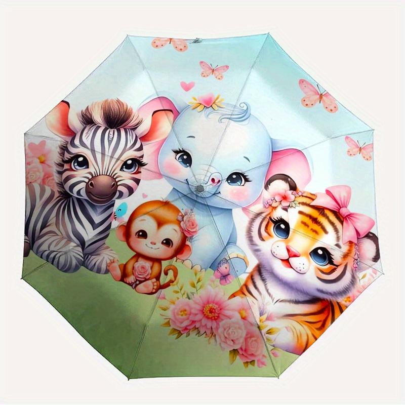 1pc Jungle Friends Themed High-quality Umbrella,Automatic Opening and Closing Umbrella,Multi-functional Umbrella G0811041