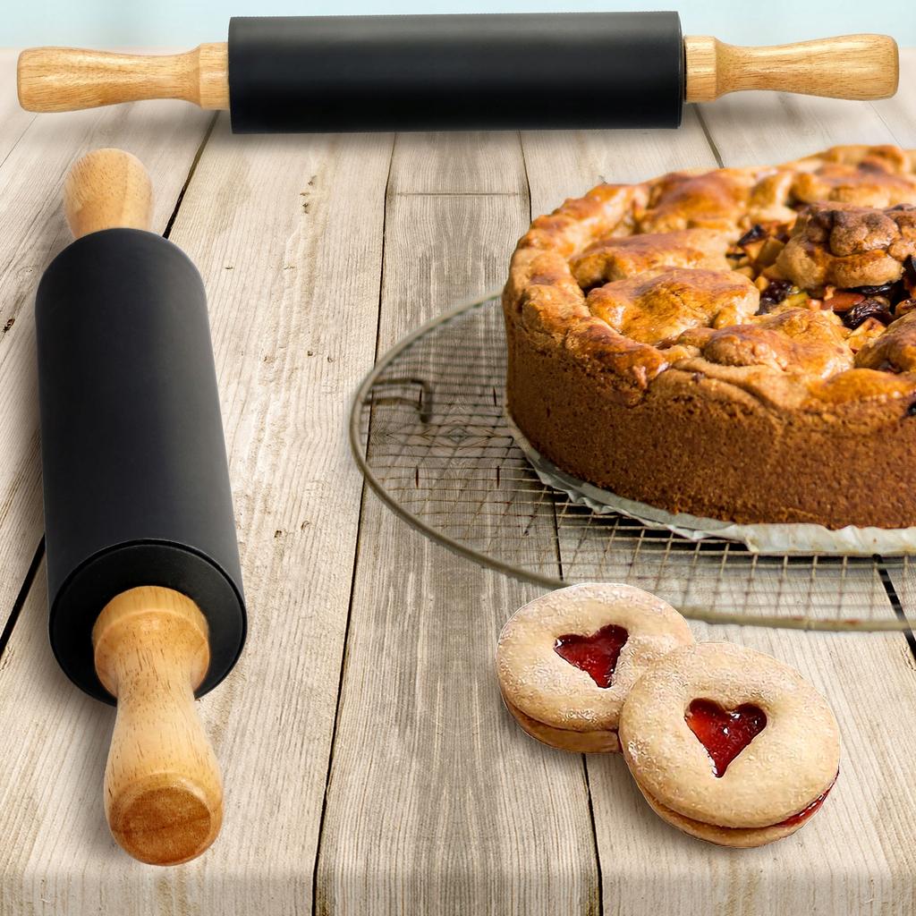 KADAX Wałek Silikonowy Do Ciasta Obrotowy Czarny 39 cm