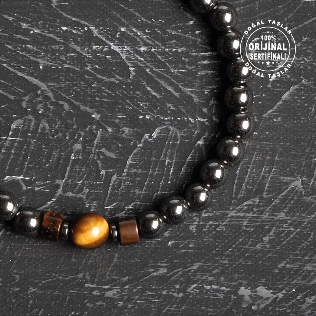 Сертифицированный оригинальный браслет из натурального камня с гематитом «Тигровый глаз»