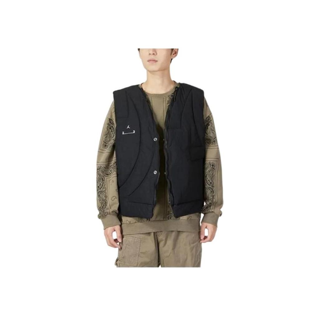 Jordan Однотонный однобортный жилет с V-образным вырезом, мужские жилеты, черный цвет DR1438-010