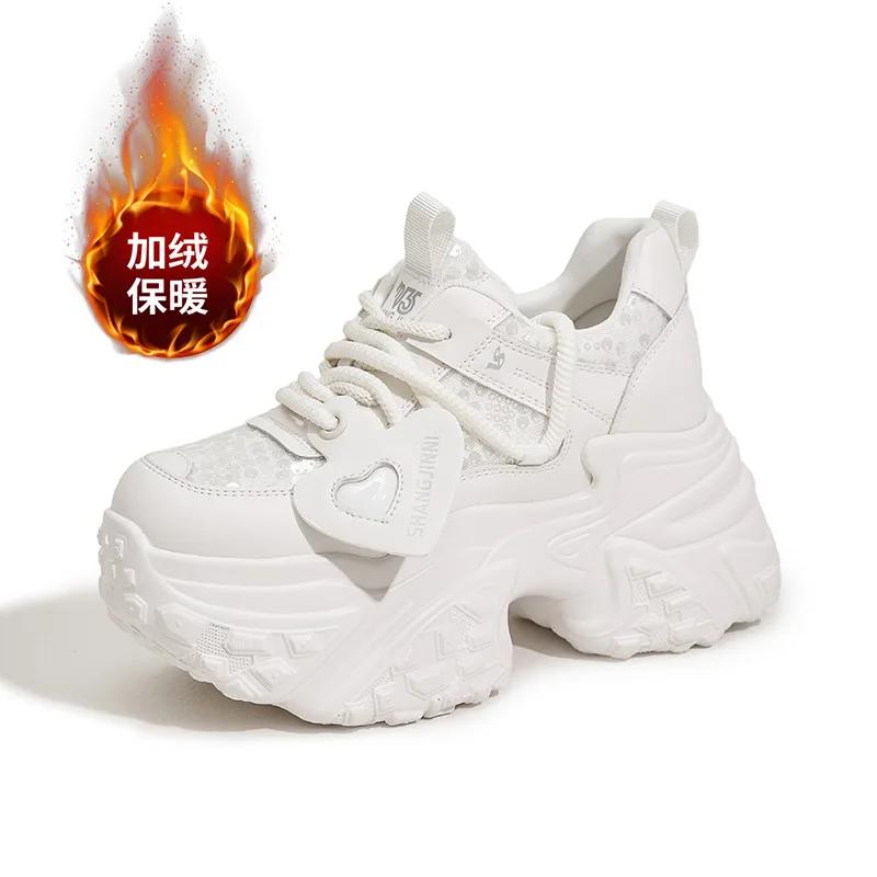 Модные 10 см Микрофибра Кожа Стразы Блинг Высокий Бренд Осень Весна Папа Смешанный Цвет Дышащая Платформа Модная Обувь