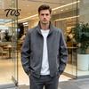 Durable Polyester Zippered Coats Men Windbreaker Jacket, Windproof Waterproof Stand Collar Coat, Casual Zip-up Spring Autumn Outerwear Jacket