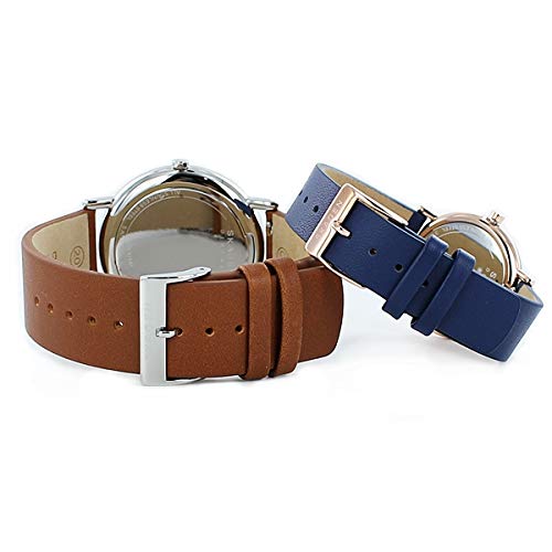 SKAGEN Men's and Women's Brown and Blue Leather Watches with Storage Box (SKW6578, SKW2838) [Parallel Import]