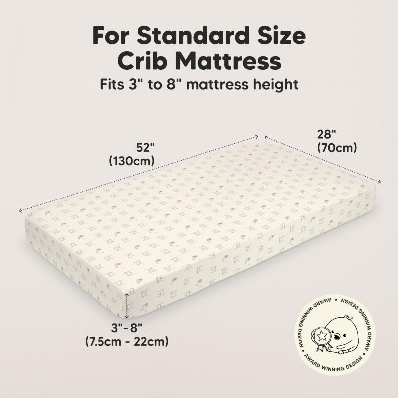 2-Piece Cotton Printed Crib Fitted Sheet Set Newborns 0-12 Months Breathable Soft Bedding