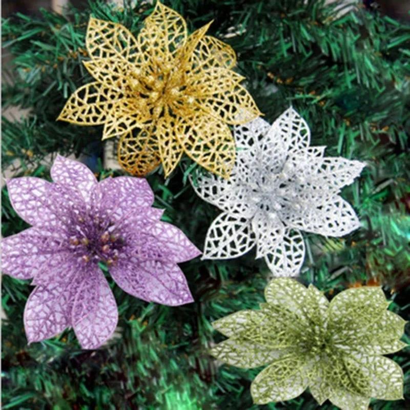 Christmas Simulation Flowers Xmas Tree Decorative Wreath Ornaments Hollowed Out Flower Merry Christma Natal Navidad Party Decor