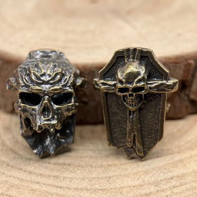 1/2 шт. Бусины для ножа из латуни с черепом, крестом и щитом, EDC, для DIY, плетеных браслетов, шнурков, подвесок, аксессуары, подвески для инструментов для улицы, декор.