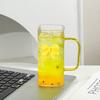 With Lids and Handle Square Glass Mug Transparent Coffee Cup Household Bow Straw Cup  Gift