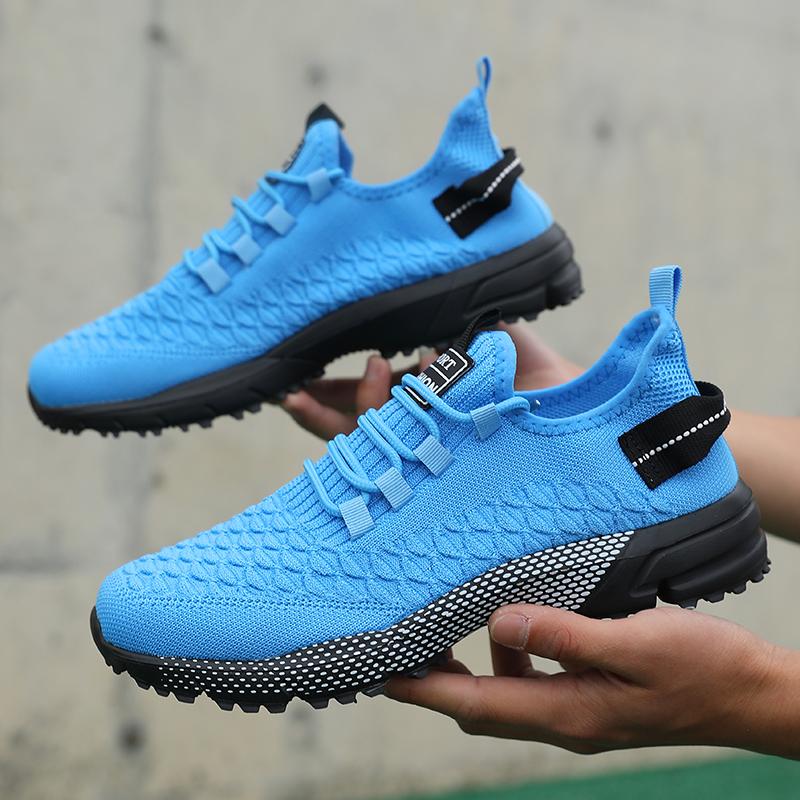 Мужские летние повседневные спортивные кроссовки Дышащие легкие на шнуровке Сетчатые для улицы Бега Однотонные На шнурках Атлетические для пробежек Тенниса Ходьбы