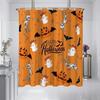 1 Piece of 180x180cm Halloween Orange Skull Printed Shower Curtain Partition, Bathroom Waterproof and Mildew Proof