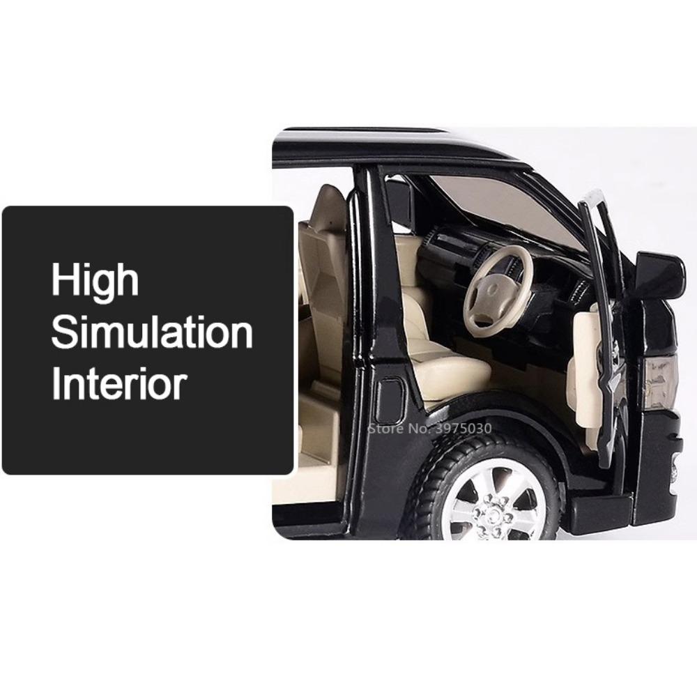 1/32 Toyota Hiace MPV цинковый сплав модель автомобиля игрушки литой фургон имитация бизнес-транспорта свет звук игрушки для мальчиков подарки на день рождения
