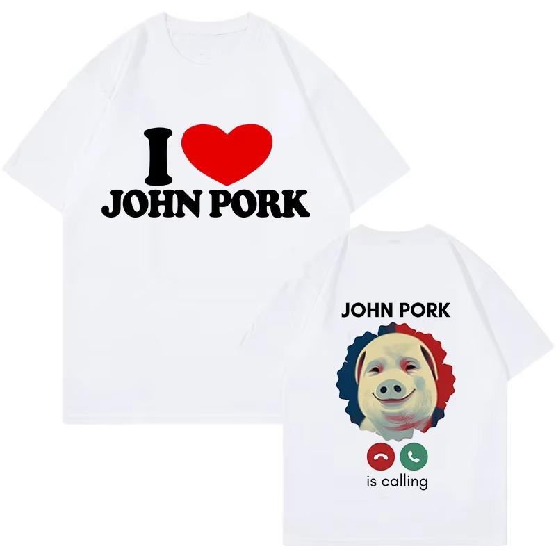 Funny Unisex Women Pig Tees John Pork Is Calling Answer Call Phone Shirt Tshirt Fashion Harajuku Kawaii Tshirt Women Y2K Clothing