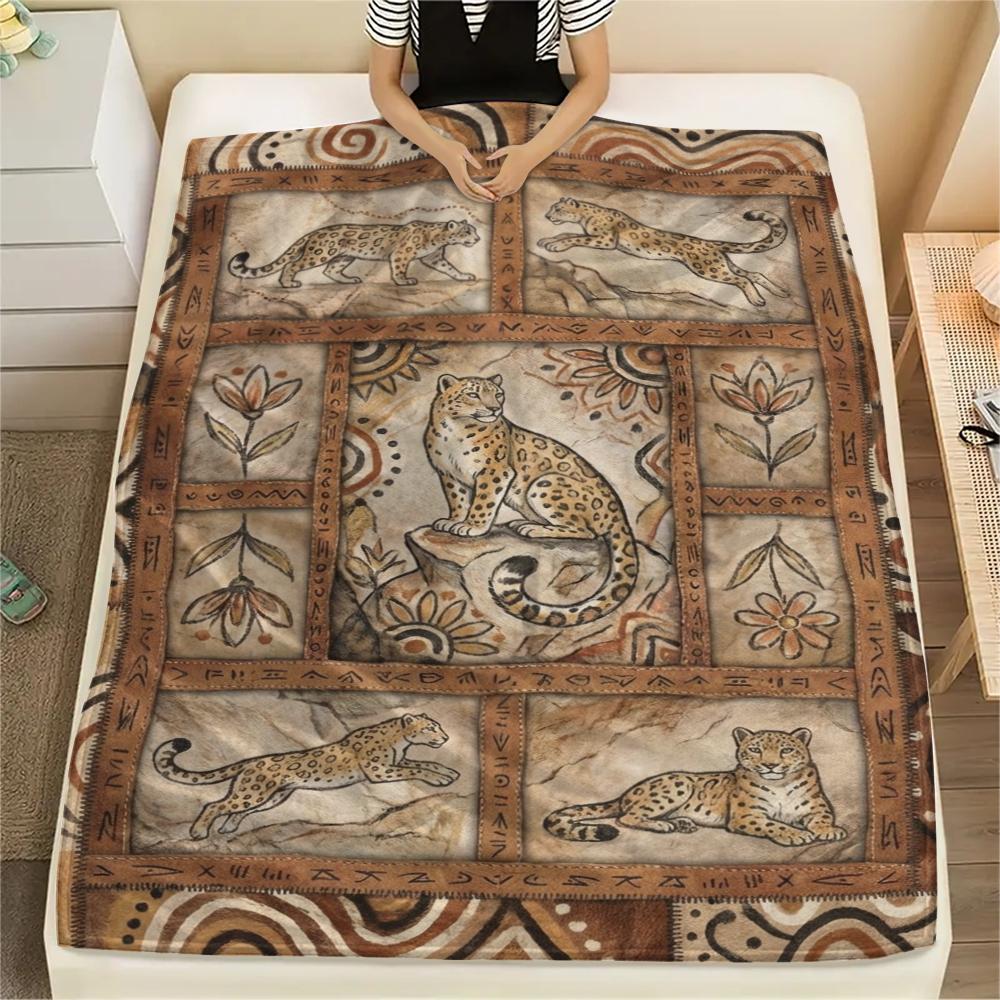 Snow Leopard Animal Print Flannel Blanket, High quality Comfortable for All Seasons, Home Decor, Warmth and Comfort, Perfect for Christmas Gifts120