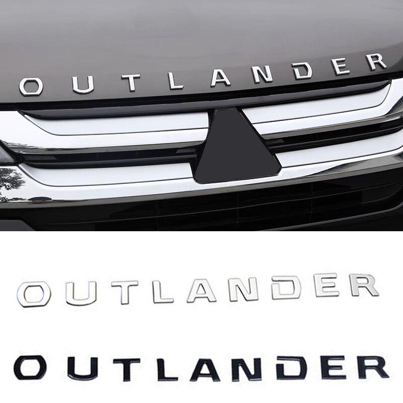Fit For Outlander Original ABS Chrome Car 3D Letters Hood Emblem Logo Badge Car Stickers Styling Car Decal Accessories