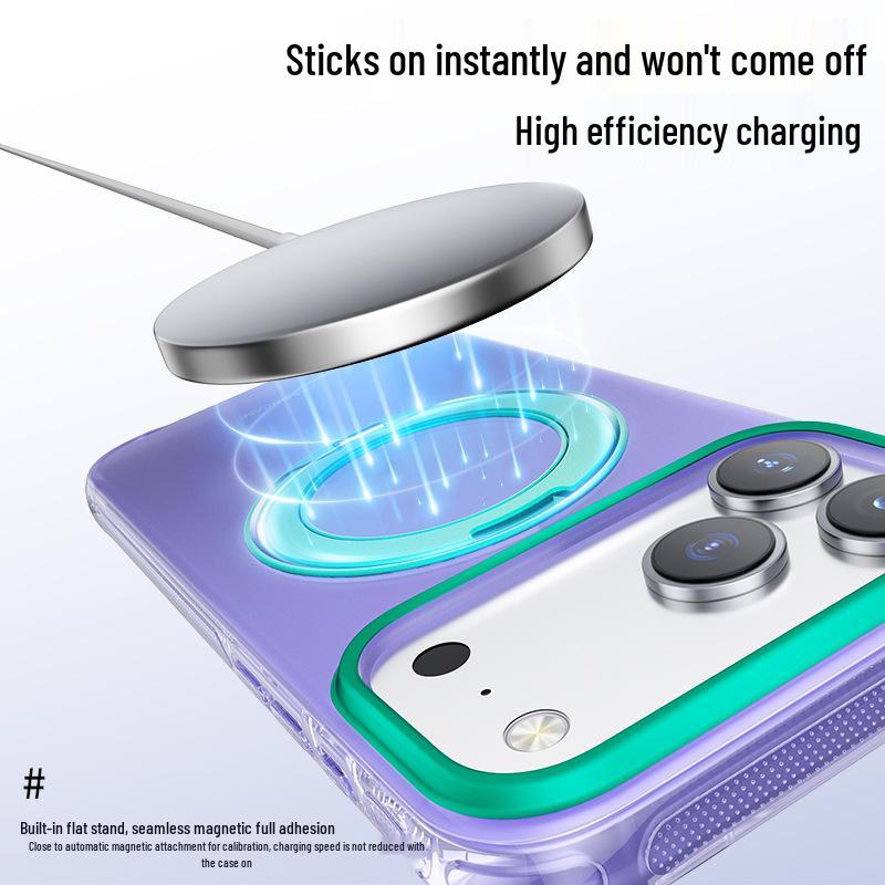 Чехол для iPhone 17 Pro Max: Чехол Color Block с магнитной подставкой-аэроподушкой, защита от падений для iPhone 16 Pro