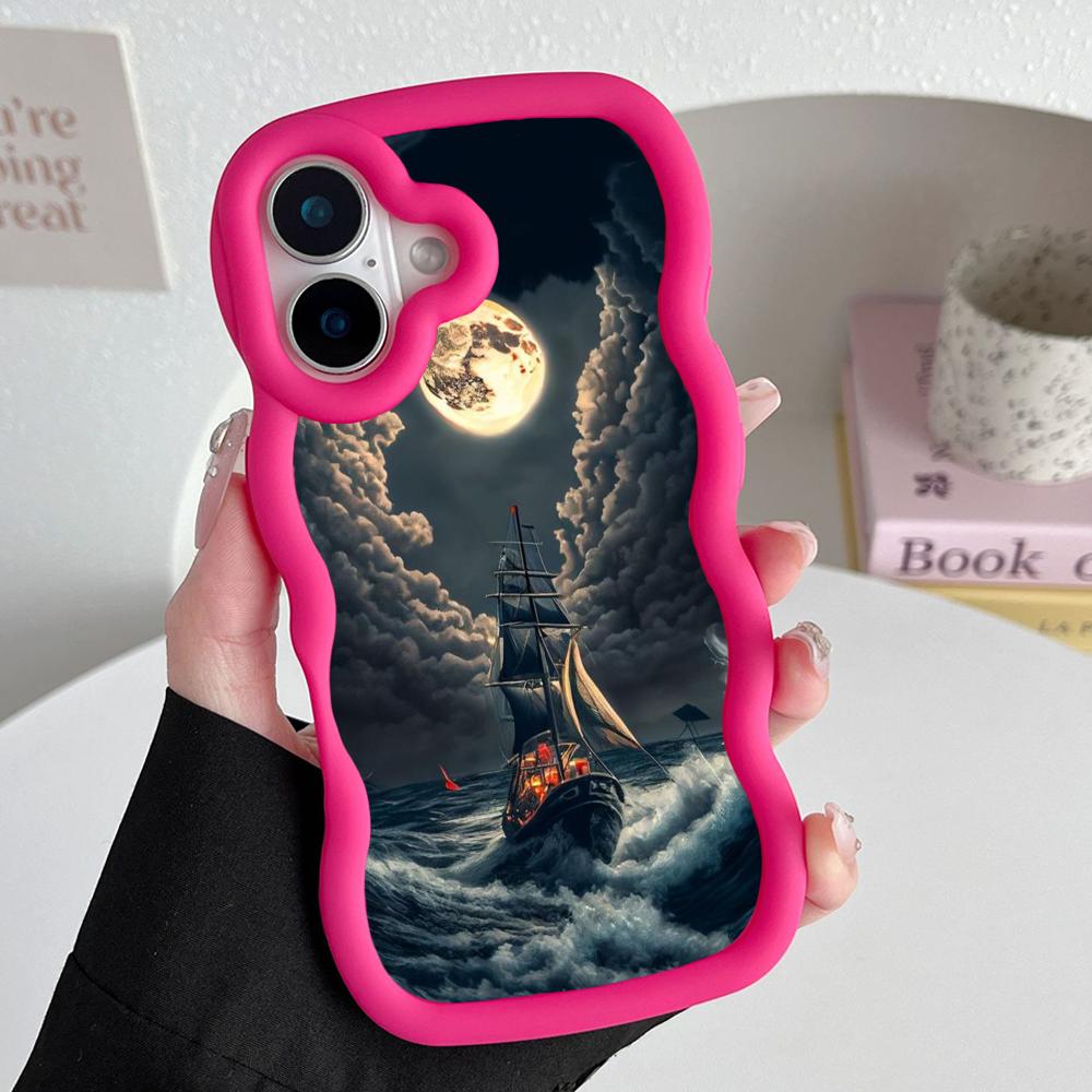 Pirate Corsair Mobile Phone Case for iPhone 17 16 15 14 13 12 11 Air Pro Max Plus Wavy Edge TPU Colorful Cover Luxury Cover